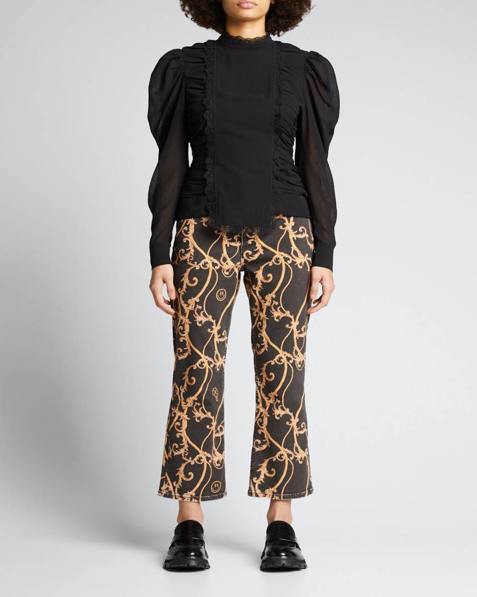 Dotted Georgette Paneled Blouse